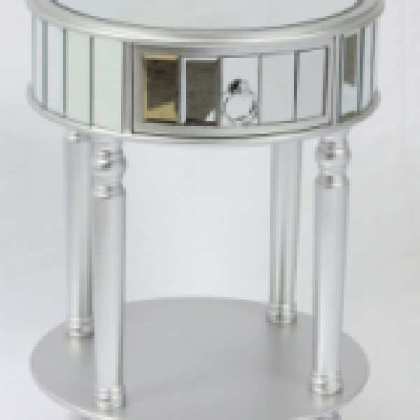 Accent furniture round mirror end table