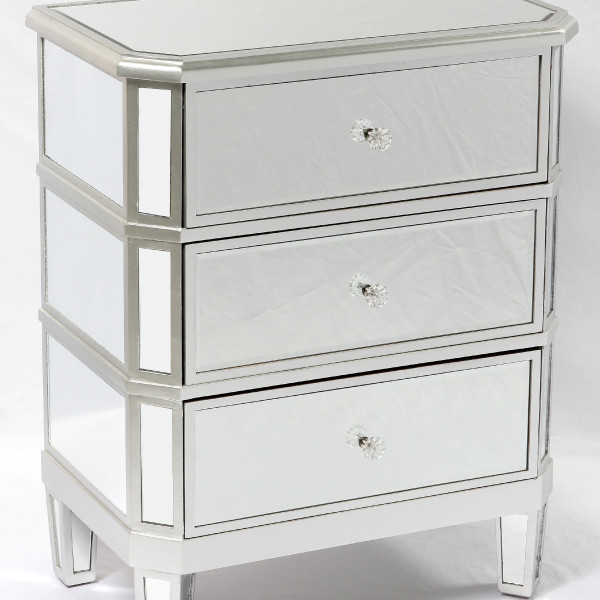 MDF mirrored 3 drawers chest bedroom nighstand