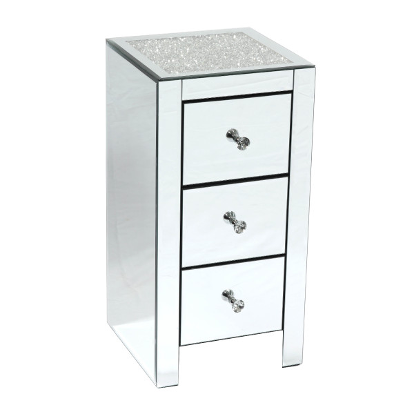 Mirrored 3 drawers nightstand & end table