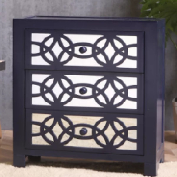 Wooden carved mirrored storage cabinet