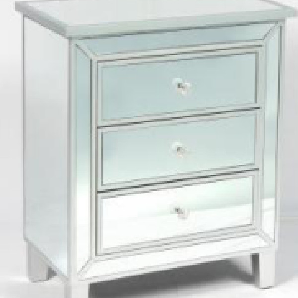 Luxury sliver 3 drawers chest bedroom nightstand