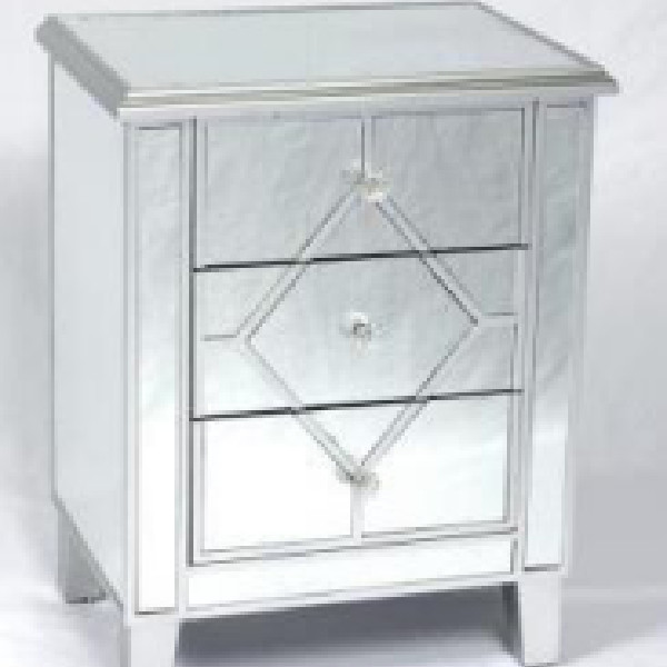 3 Drawer Mirrored End Table