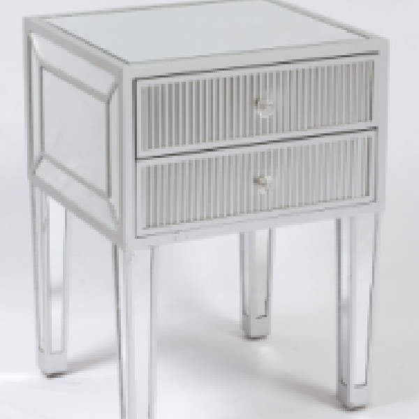 2 Drawers mirrored nightstand