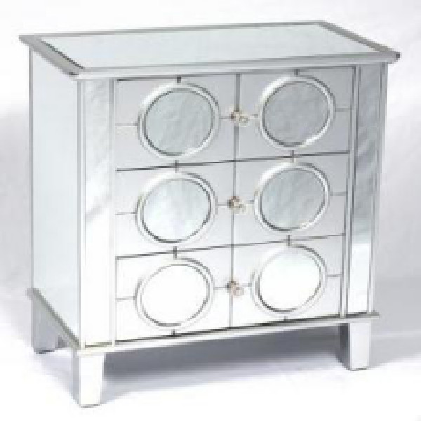 3 Drawers sliver mirrored cabinet